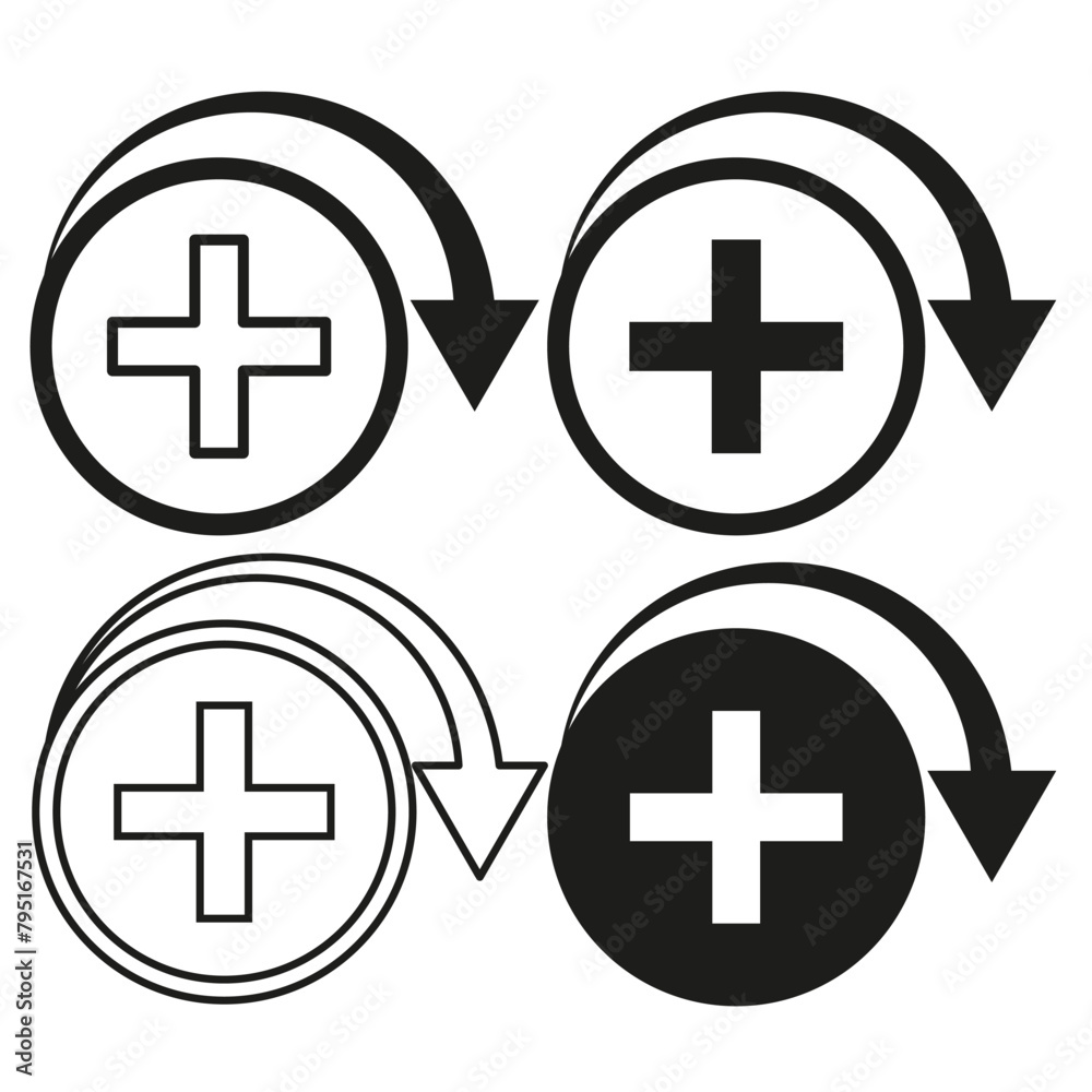 Positive cycle arrows. Health care signs. Synchronization concept. Vector illustration. EPS 10. Positive cycle arrows. Health care signs. Synchronization concept. Vector illustration. EPS 10.