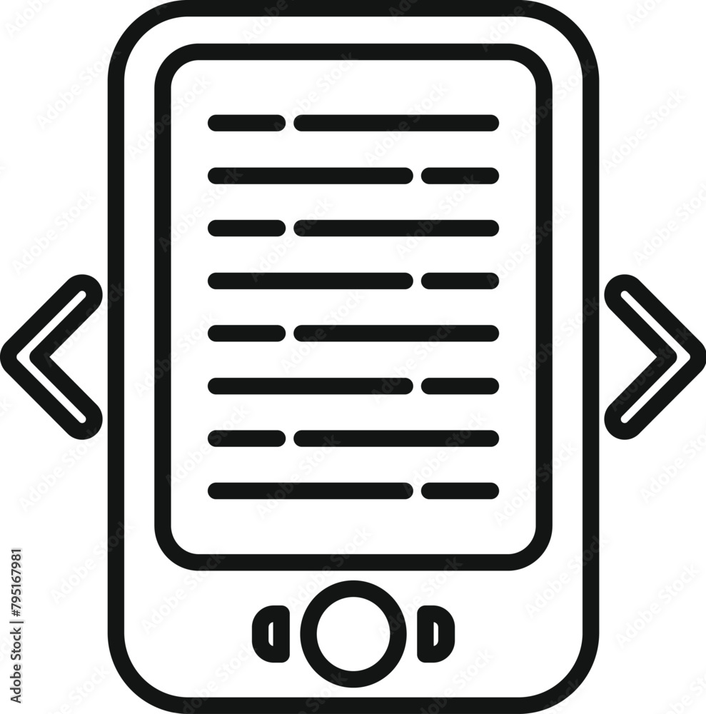 Reading on new device icon outline vector. Online bookstore. Ebook app learning Reading on new device icon outline vector. Online bookstore. Ebook app learning