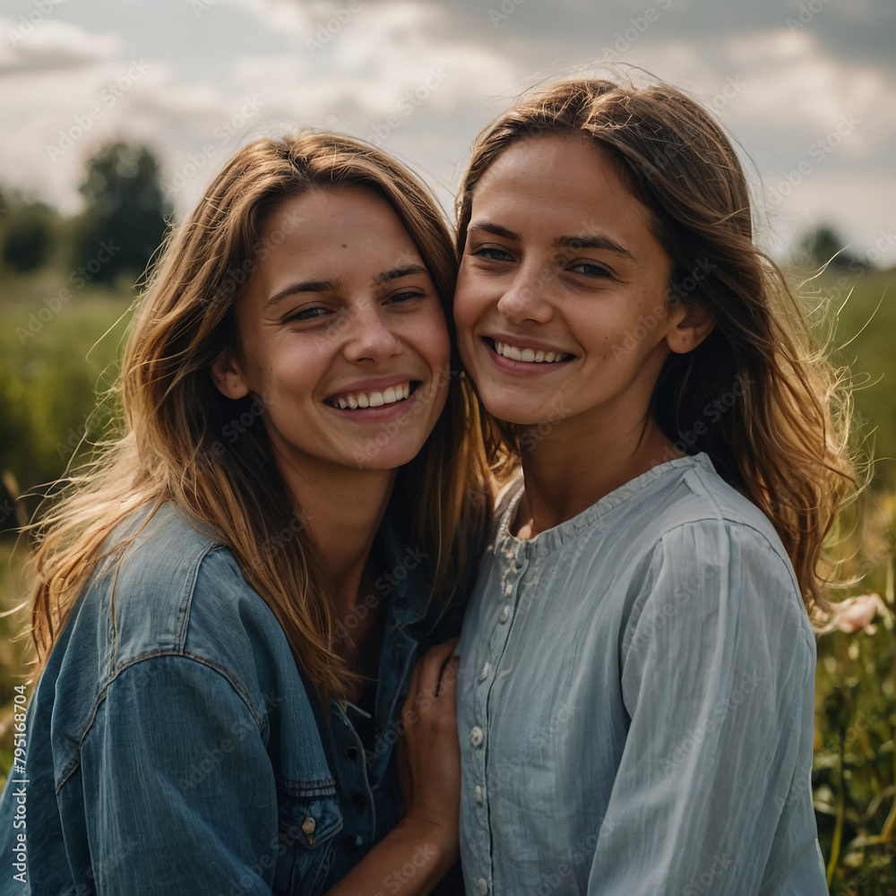 Obraz premium Mother and daughter showing love for each other