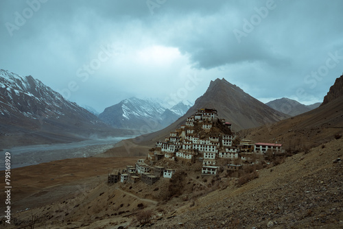 Ancient Key Gompa or Tibetan Key Monastery at an altitude of 4,166 metres above sea level, Spiti valley, Spiti River, Himachal Pradesh, Lahaul and Spiti district, India photo