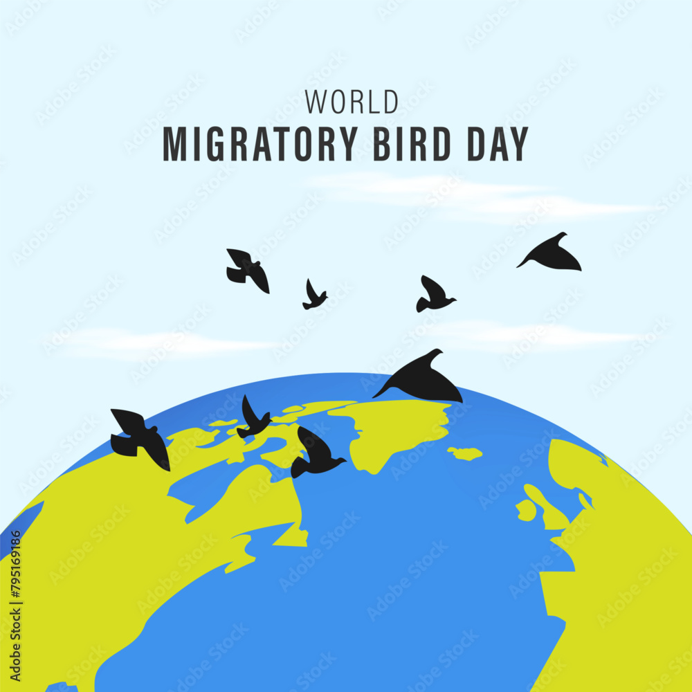 Obraz premium Vector illustration of World Migratory Bird Day social media feed template