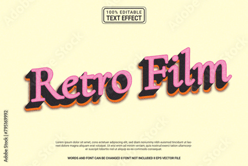 Editable text effect Retro film 3d cartoon template style modern premium vector photo