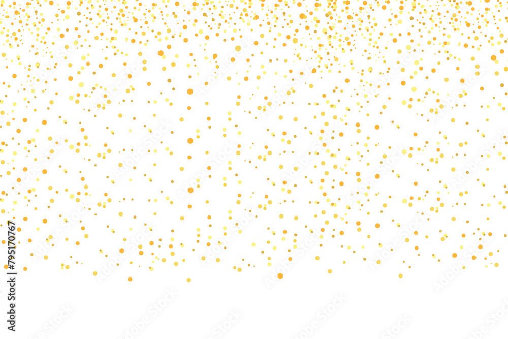 Golden glitter dust particles confetti on transparent background. Shine falling gold dust lights. abstract luxury gold confetti border. Decoration celebration design elements