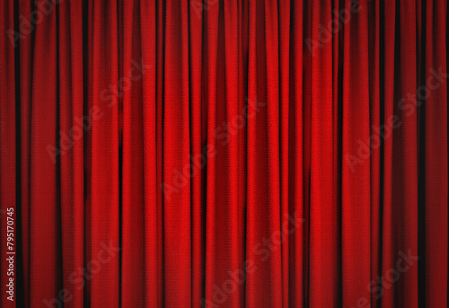 Theater scene and the red curtain. - Theater stage image.