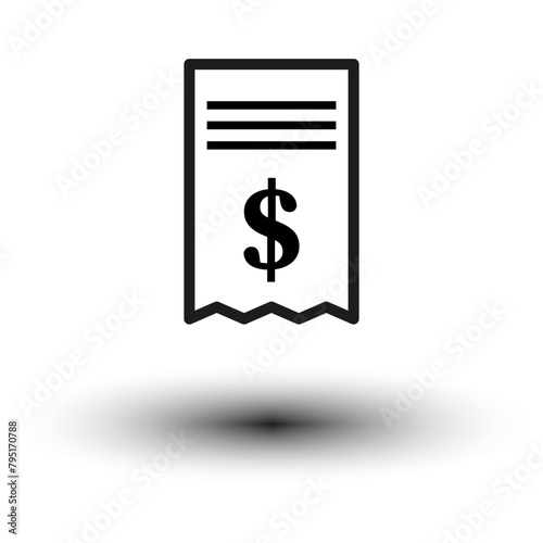 Financial document icon. Receipt with dollar sign. Invoice representation. Vector illustration. EPS 10.
