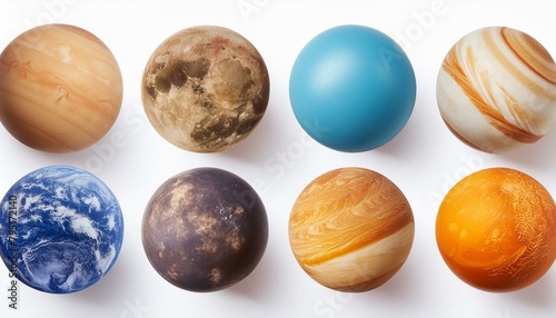 Set of realistic planets isolated on white background