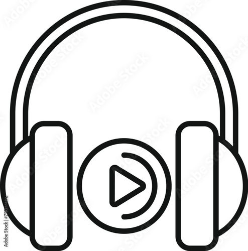 Headphones listen audio book icon outline vector. Online bookstore. Media education