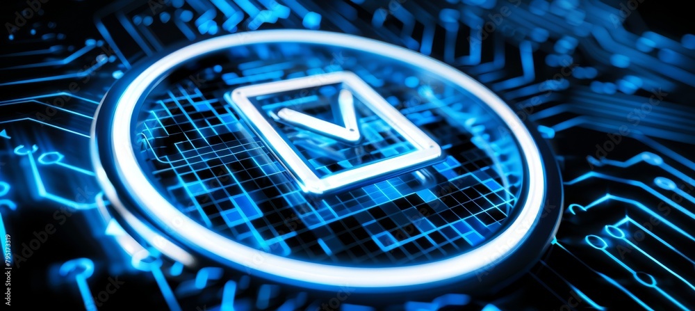 Cybersecurity verification symbol on motherboard ai regulation laws secure authentication network Cybersecurity verification symbol on motherboard ai regulation laws secure authentication network