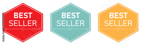 Set of best seller emblem design. Award badges for best seller. Vector illustration