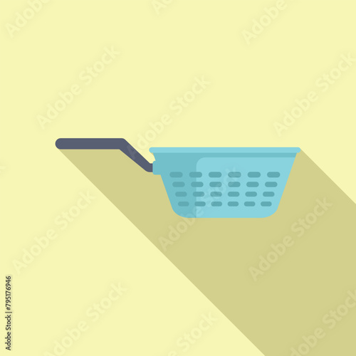 Cook colander icon flat vector. Drain metal tool. Cooking sieve bowl
