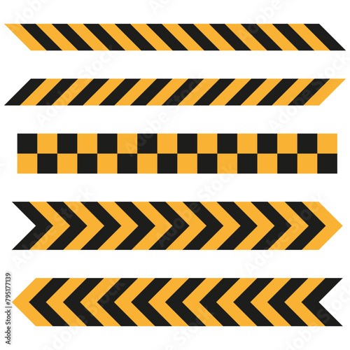 Caution tape patterns. Safety warning stripes. Hazard symbols. Vector illustration. EPS 10. photo