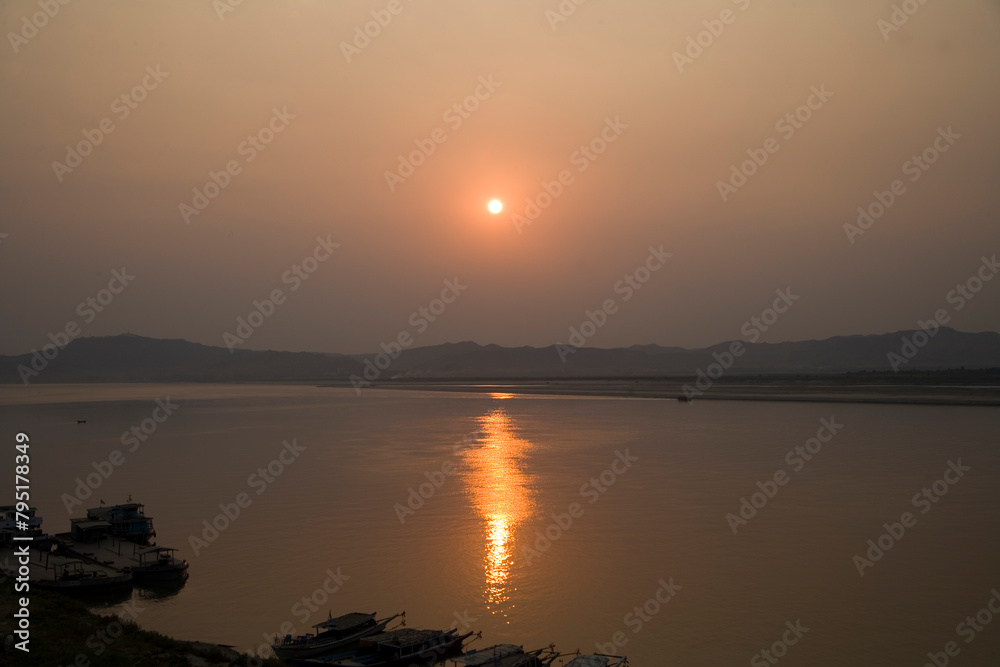 Myanmar sunset on the Iravadi River
