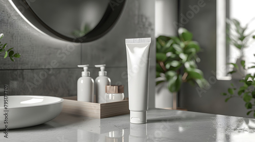 Stylish Mockup: White Cosmetic Tube Template for Male Products