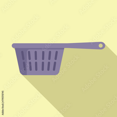 Plastic colander icon flat vector. Cook element. Drain object for dish