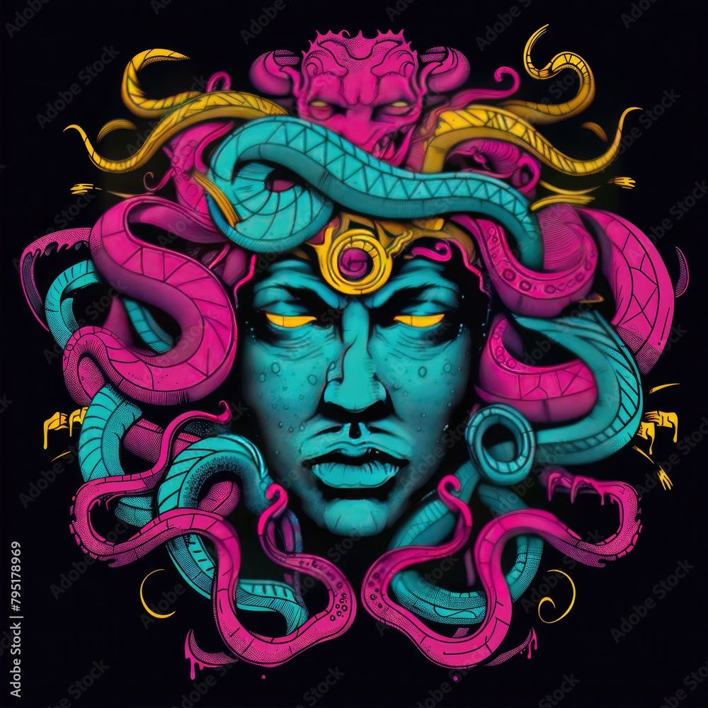 Fototapeta premium Medusa street style graphic design. 7