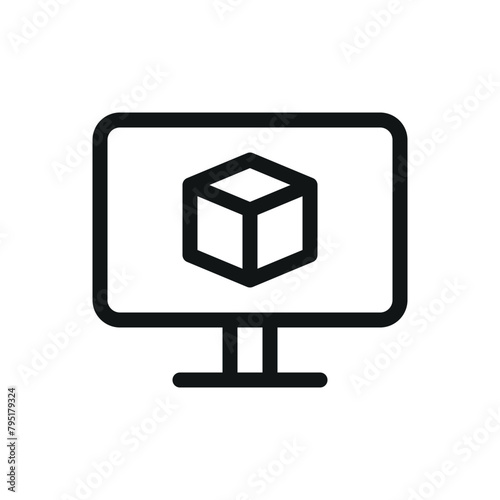 3D modeling software isolated icon, CAD vector symbol with editable stroke