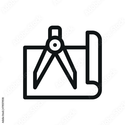 Architecture isolated icon, draft vector symbol with editable stroke