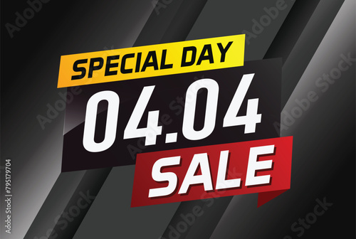4.4 Special day sale word concept vector illustration with ribbon and 3d style for use landing page, template, ui, web, mobile app, poster, banner, flyer, background, gift card, coupon

