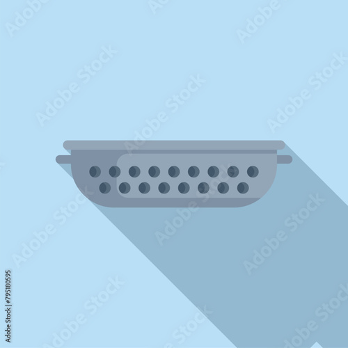 Prepare colander icon flat vector. Sieve metal. Dish tool empty