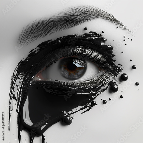 design is intended for beauty or fashion magazine advertising, emphasizing the elegance and sophistication of makeup techniques.Great advertisement for eyebrow and eyelash mascara