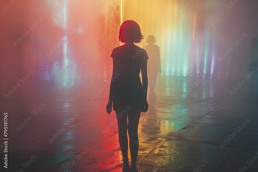 Artistic representation of alien abduction with beam of light lifting an object, surreal colors, blurred edges. Artistic representation of alien abduction with beam of light lifting an object, surreal colors, blurred edges.