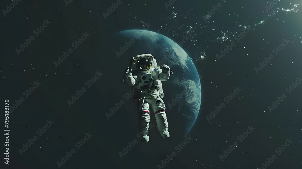Obraz premium Astronaut at spacewalk. Cosmic art, science fiction wallpaper. The beauty of deep space. Billions of galaxies in the universe. 