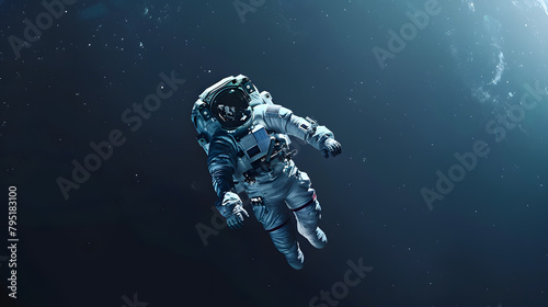 Astronaut at spacewalk. Cosmic art  science fiction wallpaper. The beauty of deep space. Billions of galaxies in the universe. 