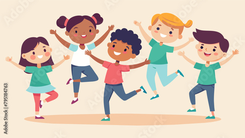 A group of children confidently perform a synchronized dance routine that they have been practicing for weeks showcasing their newly developed