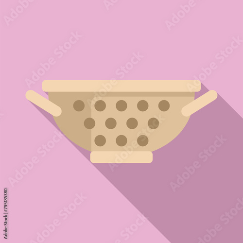 Handle colander element icon flat vector. Sifting accessory. Drainer utensil