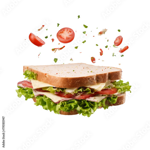 Sandwich floating in the air, isolated