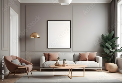 Mock-up-poster-frame-in-modern-interior-background