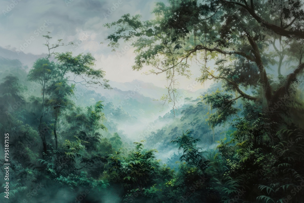 A beautiful morning mist rainforest nature tranquility backgrounds. A beautiful morning mist rainforest nature tranquility backgrounds.