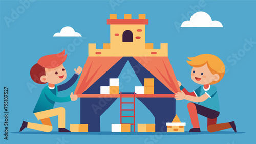 Two siblings race against each other to construct the most elaborate fort utilizing couches chairs and even a hammock to create a multilevel