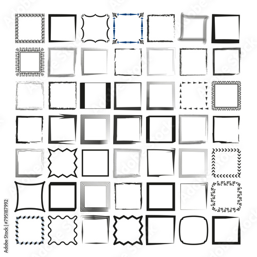 Diverse frames collection. Decorative borders set. Creative design elements. Vector illustration. EPS 10.
