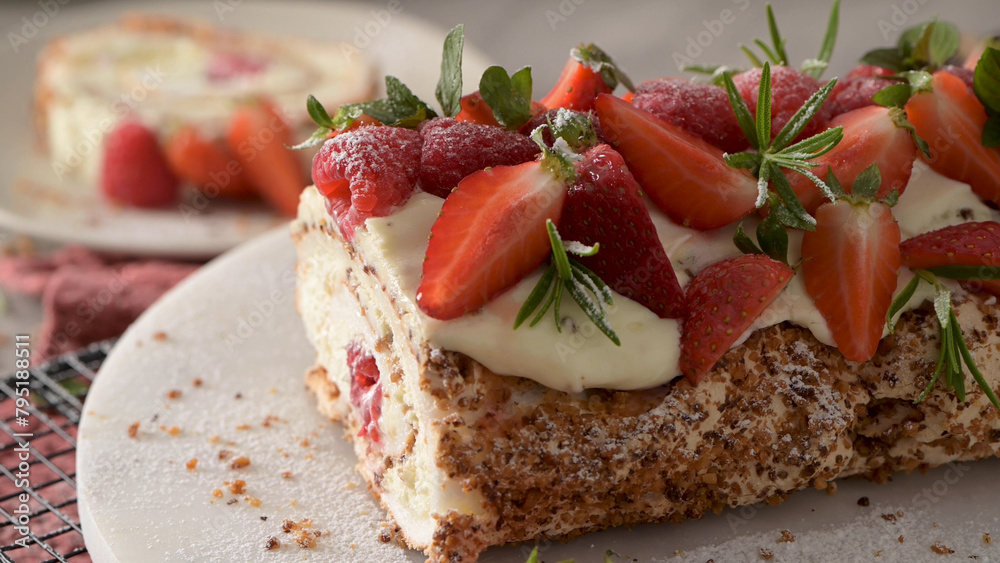 Meringue roll cake