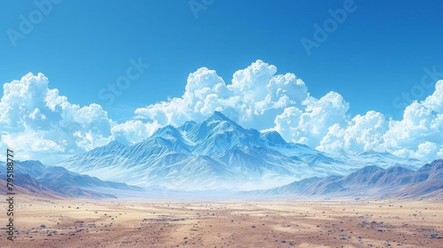 Natural Mountain Vista - A breathtaking panorama of mountains under a clear sky.