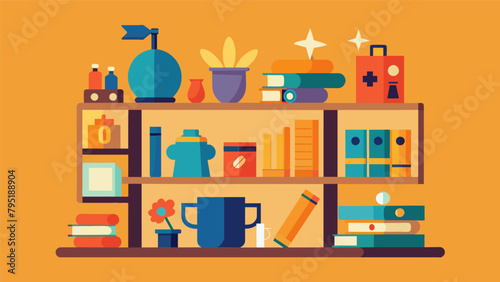 A set of tiny wooden shelves with various knickknacks and trinkets symbolizing the organized and clutterfree space of the Tiny Tidier winner.