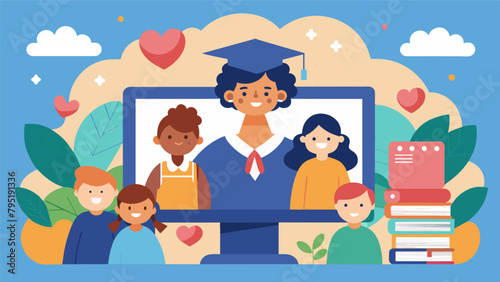 A heartwarming slideshow displayed on a large screen showcasing the young graduates fondest memories from their first year of school