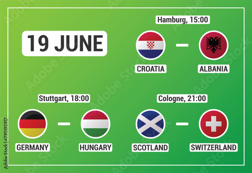 European football match schedule, June 19 photo