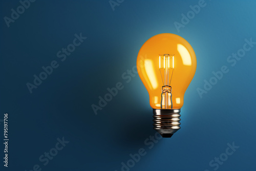 light bulb on blue background