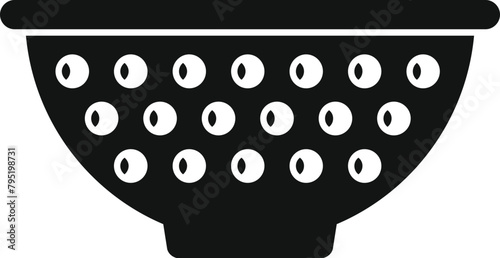 Kitchen colander tool icon simple vector. Sieve bowl. Metal dish drain