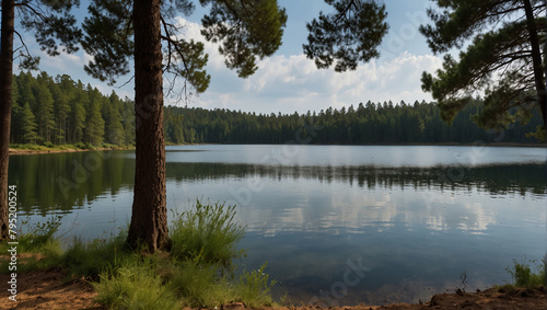 reflection of trees in the lake