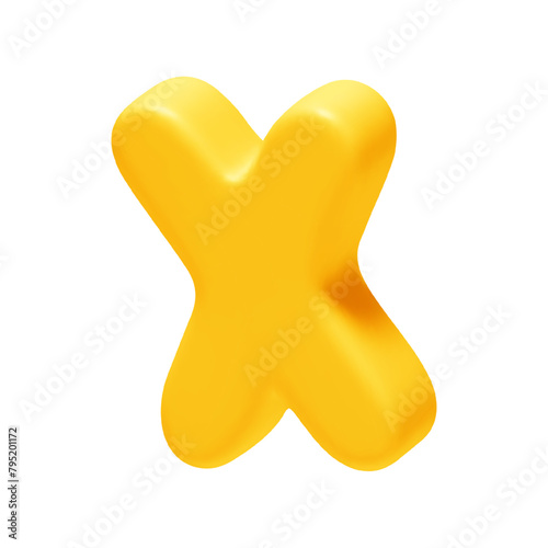 letter X. letter sign yellow color. Realistic 3d design in cartoon style. Isolated on white background. vector illustration