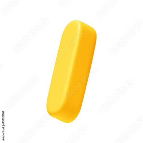letter I. letter sign yellow color. Realistic 3d design in cartoon style. Isolated on white background. vector illustration