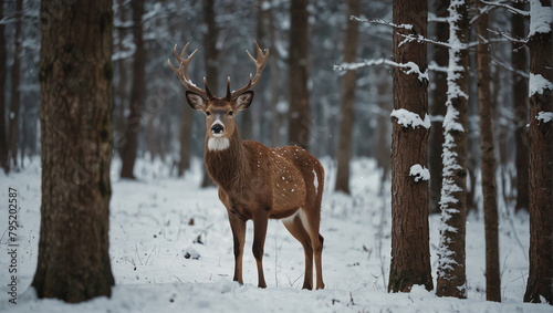 deer in winter forest © Bhatti