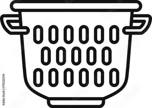 Drain colander icon outline vector. Kitchen accessory. Handle metal element