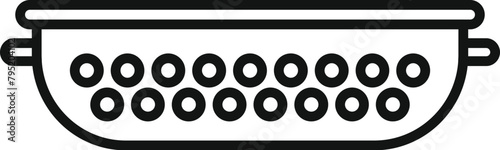 Prepare colander icon outline vector. Sieve metal. Dish tool empty
