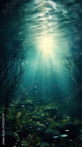 Underwater sunlight sea outdoors. © Rawpixel.com