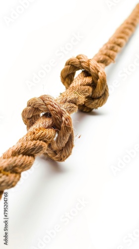 A close up of a rope with two knots in it.
