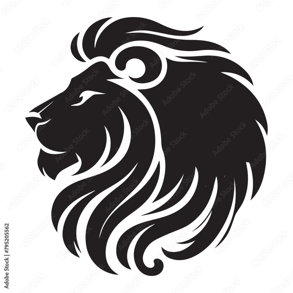 Fototapeta premium a black and white Vector of a lion head